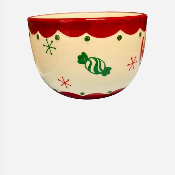 Holiday Reindeer Treats Bowl in Red and Green - Picture 3 of 6